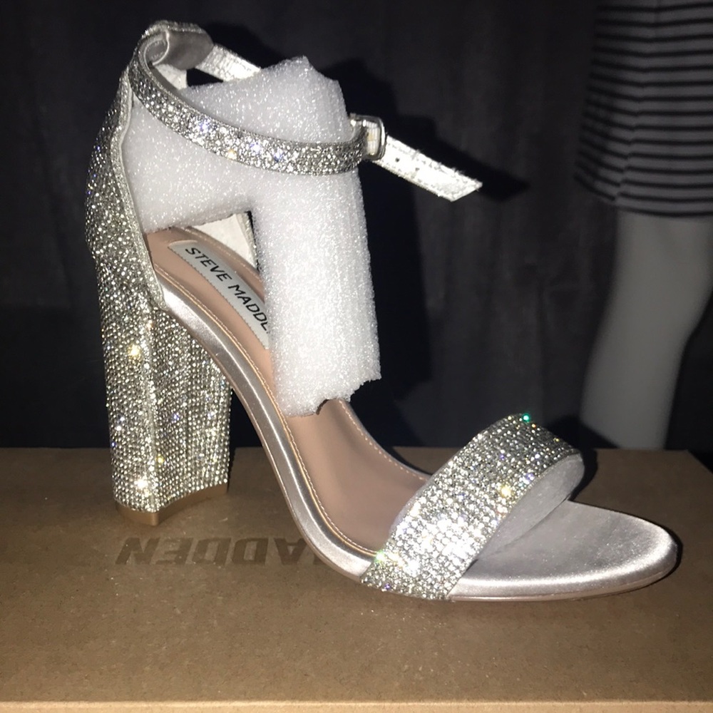 Steve Madden silver glitter heels